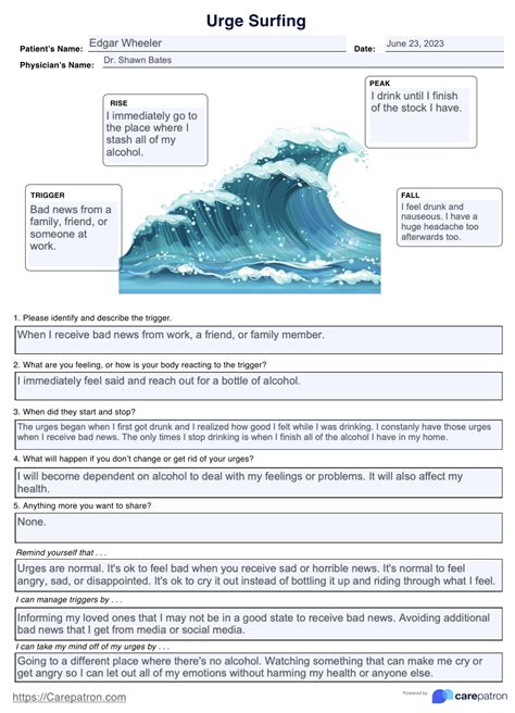 Urge Surfing Worksheet Example Free PDF Download - DBT Worksheets