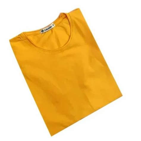 Men Plain Yellow Cotton T Shirt, Medium, Round Neck at Rs 300 in Mumbai