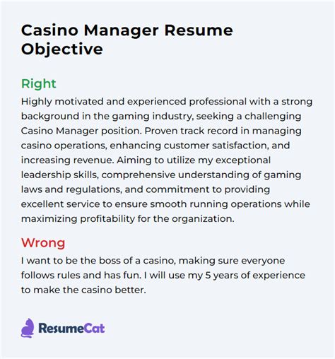 Top 16 Casino Manager Resume Objective Examples | ResumeCat