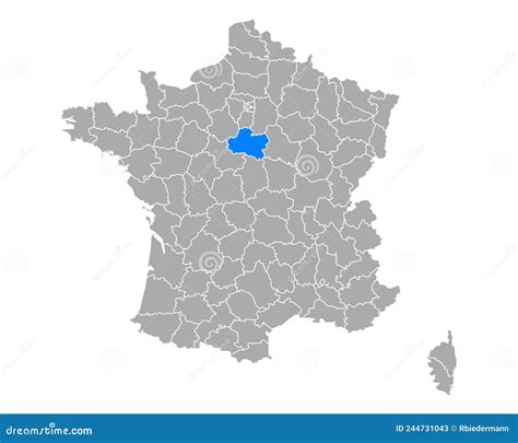 Map of Loiret in France stock vector. Illustration of cartography ...