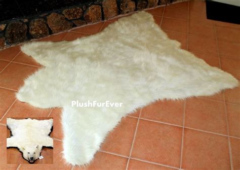 60"x72" White Polar Bearskin Rug Accents Throw Area Rugs Lodge Cabin Faux Fur