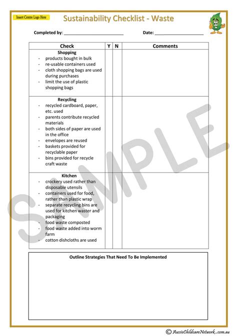 Sustainability Checklist Template