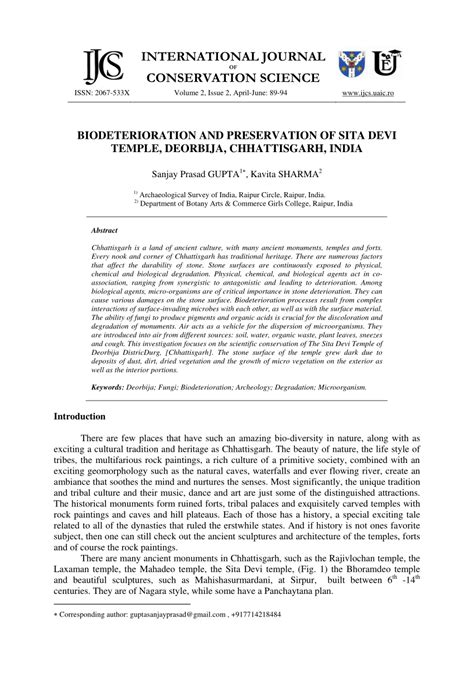 (PDF) Biodeterioration and preservation of sita devi temple, deorbija ...