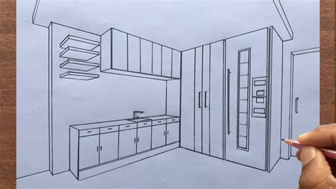 How to Draw a Kitchen in 2-Point Perspective Step-by-step - YouTube