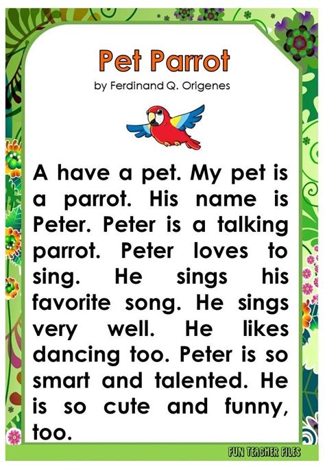 Teacher Fun Files: English Reading Passages About Animals 22E | Reading comprehension for kids ...