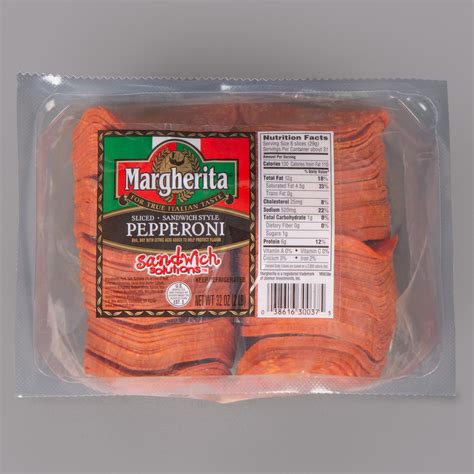 Margherita 2 lb. Sandwich Style Sliced Pepperoni - 8/Case