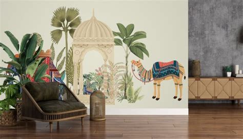 Royal Ride, Camel and Elephant Caravan Wallpaper for Wall - Magic Decor