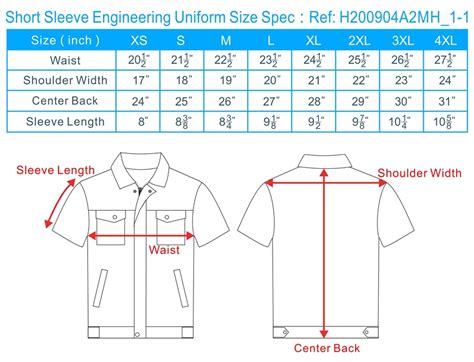 Workwear Size Chart Engineer Uniforms Size Guide Workwear Uniform | Images and Photos finder