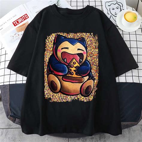 Funny Snorlax Eating Pizza Pokemon Unisex T-shirt - Teeruto