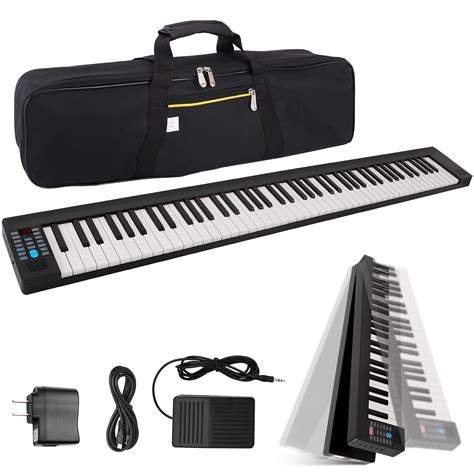 Gymax 88-Key Folding Electric Piano Keyboard Semi Weighted Full Size ...