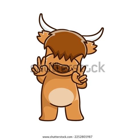 Cute Highland Cow Cartoon Clipart Funny Stock Vector (Royalty Free ...