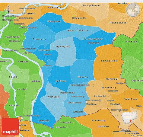 Political Shades 3D Map of Prey Veng