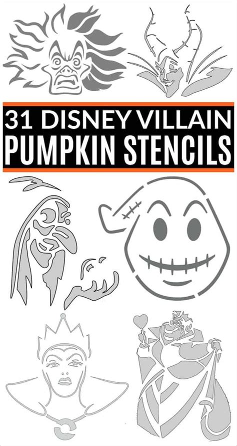 So many free printable Disney villain pumpkin carving patterns! Get Cruella de Vil, M… | Pumpkin ...