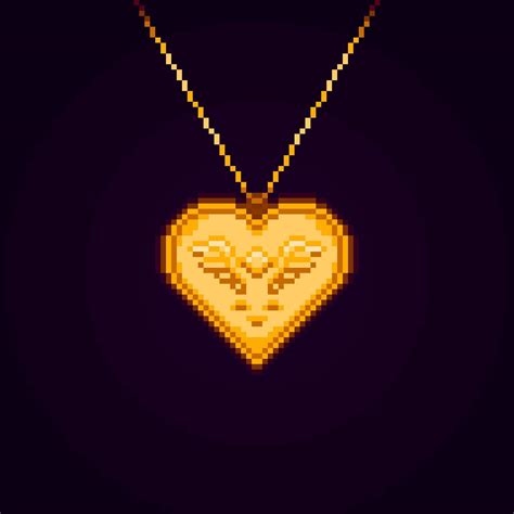 I made a pixel art piece of the Heart Locket from UNDERTALE 💛🎵 (The ...