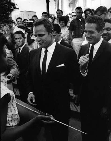 Marlon Brando and Paul Newman at a civil rights rally in Sacramento ...