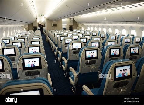 View of the economy class of the first Boeing 787-9 Dreamliner of ...