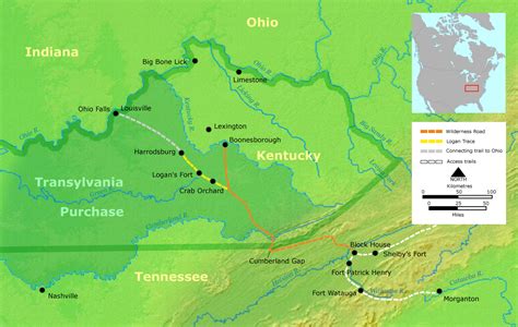 Map Depicting Boonesborough and Wilderness Road