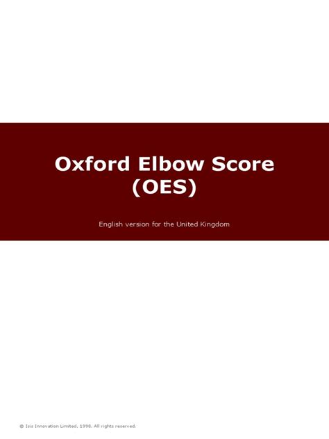 Oxford Elbow Score (OES) : English Version For The United Kingdom | PDF | Clinical Medicine