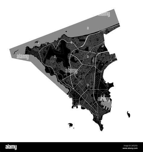 Dakar map. Detailed vector map of Dakar city administrative area. Cityscape poster metropolitan ...