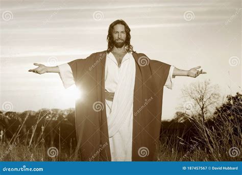 Jesus Christ Arms Outstretched In Light Royalty-Free Stock Photography ...