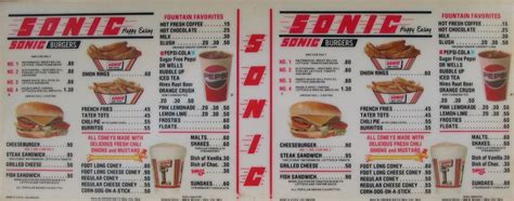 the menu for sonic's sandwich shop is shown