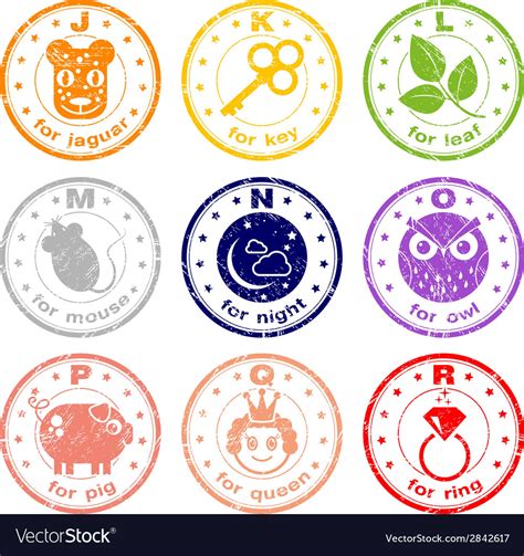 Cute abc stamps Royalty Free Vector Image - VectorStock