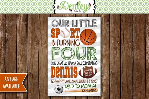 Sports Printable Invitation Sports Party Sports Theme | Etsy