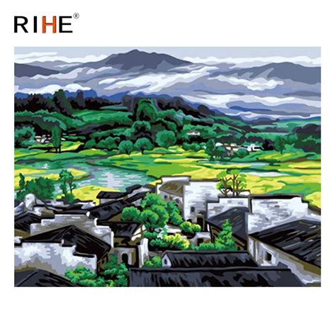 RIHE Village Diy Painting By Numbers Abstract Farmland Oil Painting On Canvas Cuadros Decoracion ...