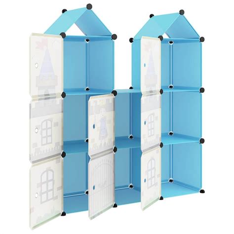 Cube Storage Cabinet for Kids with 8 Cubes Blue PP