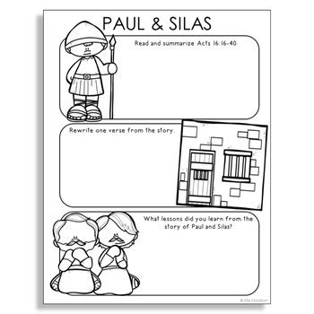 PAUL AND SILAS Bible Story Illustrated Notes Activity | Christian Project