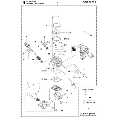 Carburetor Details Assembly For Husqvarna 455 Rancherii Chainsaw | L&S Engineers