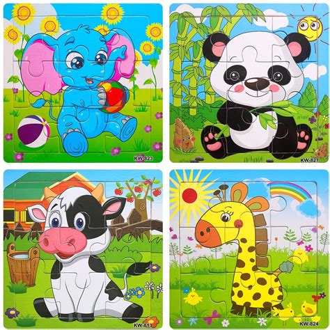 8 Animal Wooden Jigsaw Puzzles Kids Baby Set Learning Teaching 9 piece Jigsaws First-class ...