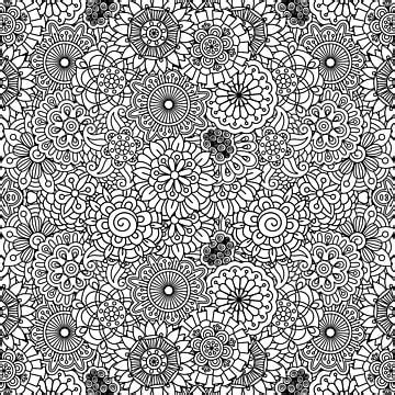 Floral Ornament Pattern In Black And White Vectorseamless Jumble Design Vector, Black, Jumble ...