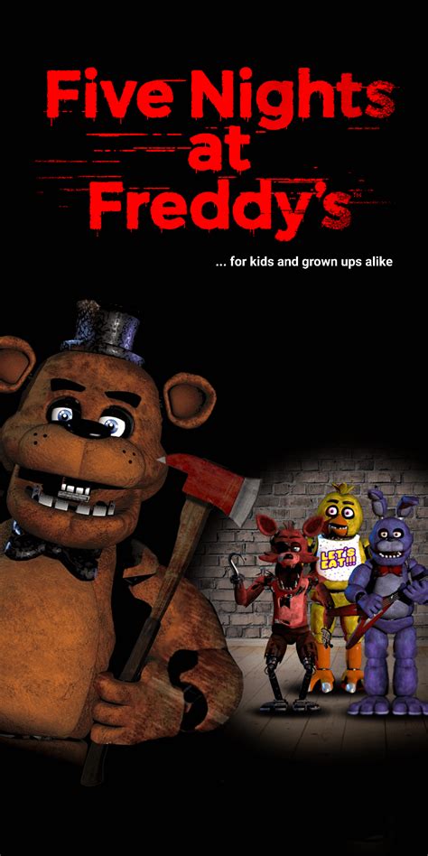 I made a FNAF movie poster, based on the banana splits movie DVD cover. : fivenightsatfreddys