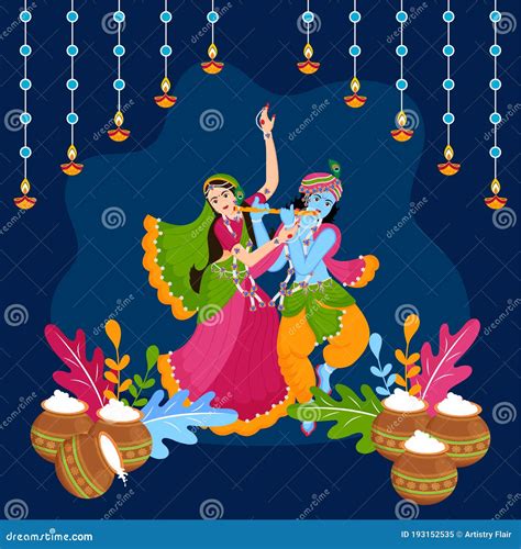 Illustration of Radha Krishna Dancing with Each Other in Celebration of ...