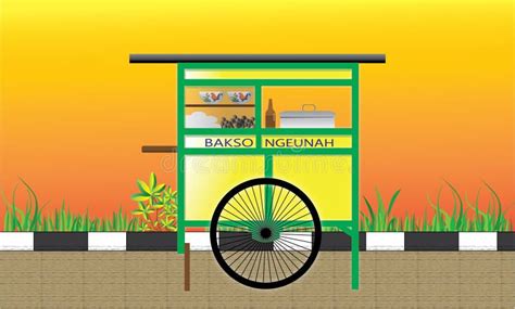 Gerobak Traditional Asia Food Stall Vector Illustration Stock ...