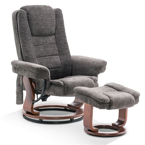 Mcombo Recliner Chair with Ottoman, Fabric Accent Chair with Vibration ...