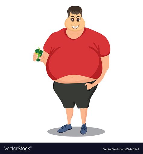 Fat man who is happy and in his hand holds Vector Image