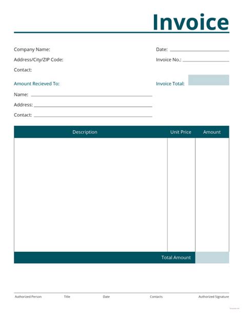 Blank Invoices Printable Word