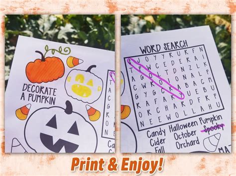 October Spooky Activity Sheet Fall Kids Activities Halloween - Etsy