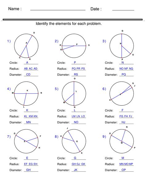 Identify Circle, Radius, and Diameter - Circle Worksheets | Made By Teachers