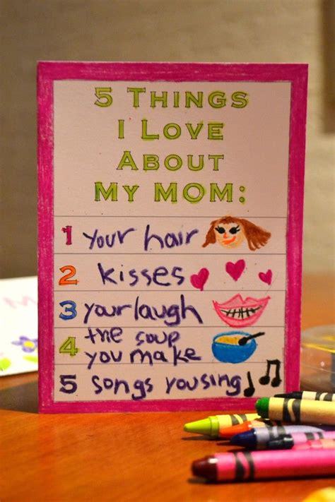 Printable Card for Kids: 5 Things I Love About My Mom | Diy mother's day crafts, Mothers day ...