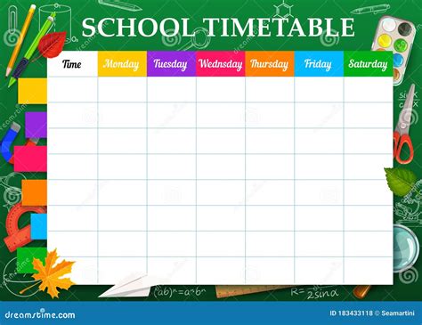 School Timetable or Schedule Template, Education Stock Vector ...