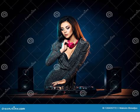 Young, Beautiful and Dj Girl Playing Music on a Disco Party in a Night Club Stock Photo - Image ...