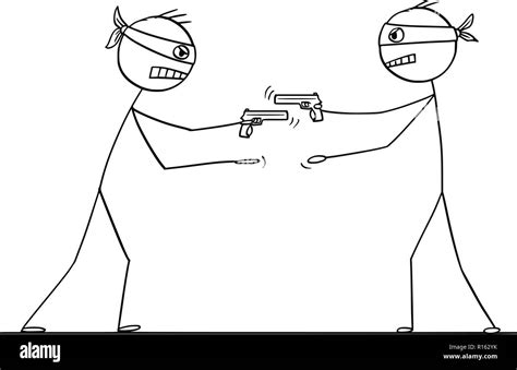 Cartoon of Two Men With Gun Trying to Rob Each Other in Same Time Stock Vector Image & Art - Alamy