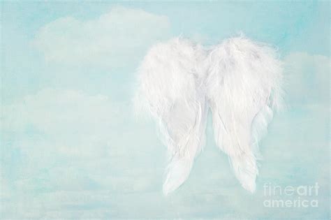 White angel wings on blue sky background Photograph by Anna-Mari West - Fine Art America