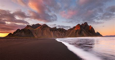 Sunset at Vestrahorn Mountain and Stokksnes Beach in Iceland - Alexios ...
