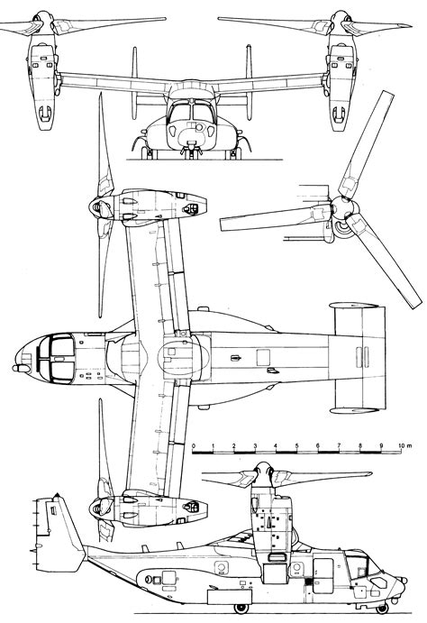 Bell Boeing V-22 Osprey Blueprint - Download free blueprint for 3D modeling