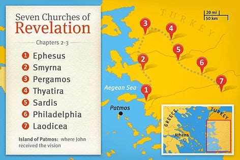 the seven churches of revelation map shows locations where they are located and what they mean to be