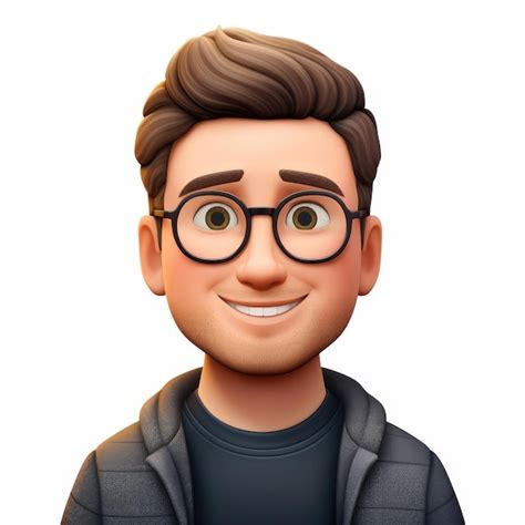 Premium AI Image | Memoji handsome guy man with glasses on a white background emoji cartoon ...